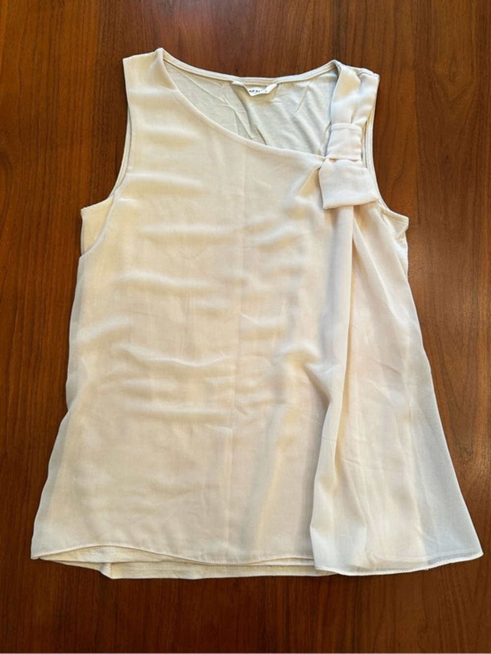 Naf Naf Sleeveless Cream Bow-Detail Women's Top size small